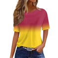 thumbnail image 1 of Short Sleeve Gradient Color Print Blouses for Women Lightweight Round Neck T-Shirts Fashion Casual Summer Tops, 1 of 5