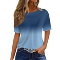 thumbnail image 1 of Short Sleeve Gradient Color Print Blouses for Women Lightweight Round Neck T-Shirts Fashion Casual Summer Tops, 1 of 5