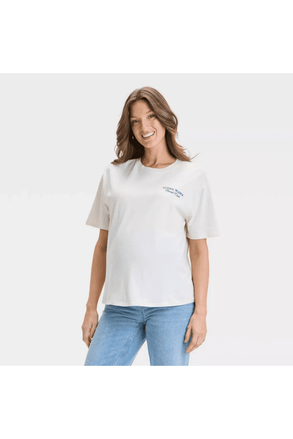 Short Sleeve Graphic Maternity T-Shirt Super Mama Social Club- Size M