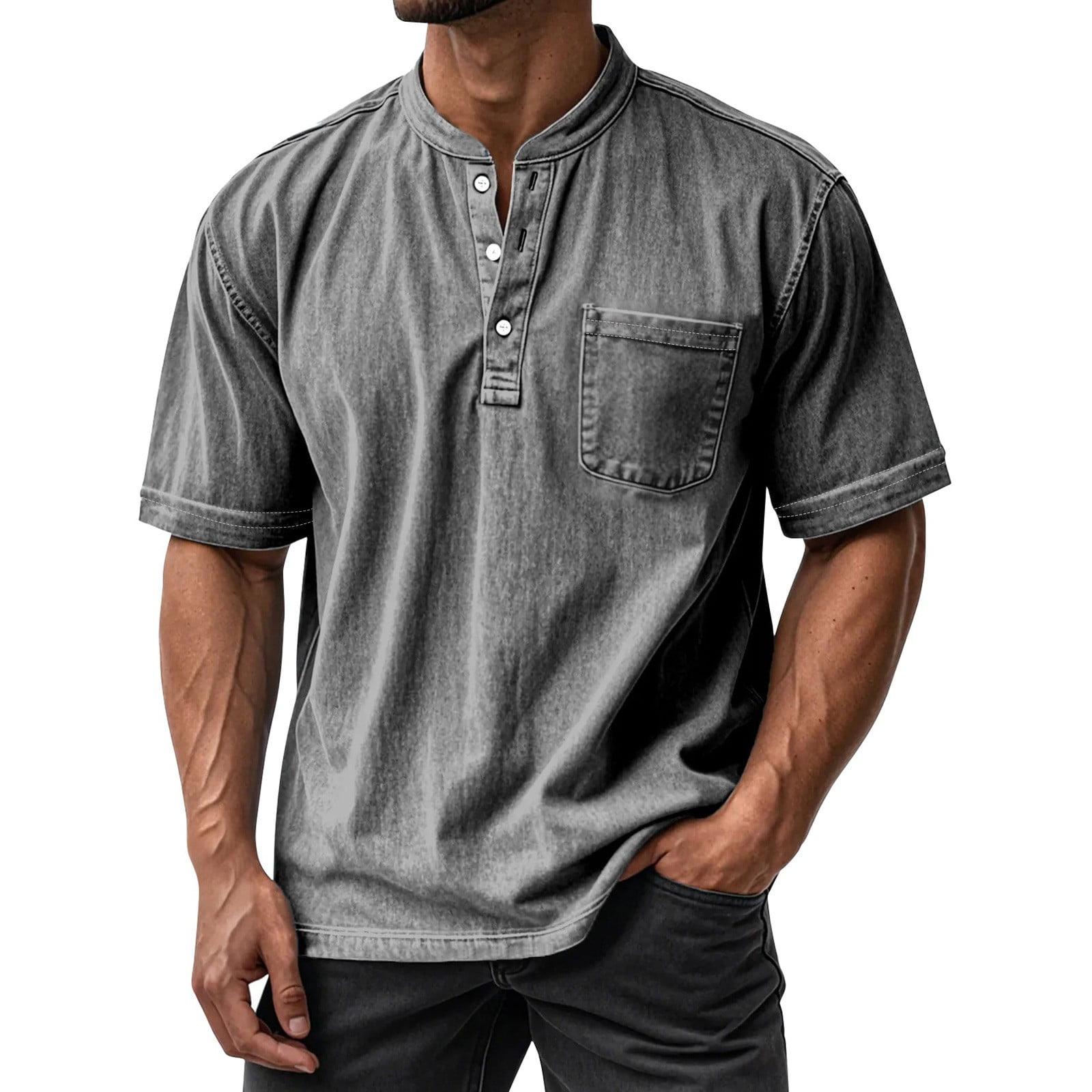 Short Sleeve Henley Shirts for Men,Men's Casual Henley Short - Sleeve ...