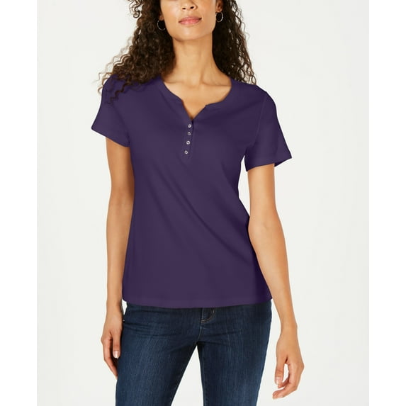 Short Sleeve Henley Top Cassis M