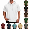 thumbnail image 1 of Short Sleeve Hoodies Men Comfort Lightweight Athletic Gym Workout Sweatshirt Outdoor Hiking Fishing Shirts with pockets White XXXL, 1 of 8