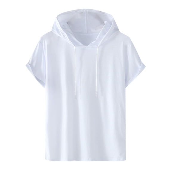 Short Sleeve Hoodies for Men Gym Workout Sweatshirt Lightweight Athletic Pullover Plus Size Hooded T-Shirt Active Tops