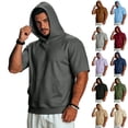 thumbnail image 1 of Short Sleeve Hoodies for Men Loungewear Loose Fit Mens Pocket T Shirts with Pocket Light Blue L, 1 of 8