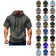 thumbnail image 1 of Short Sleeve Hoodies for Men Summer Fall Drawstring Loose Hooded Sweatshirt with Pockets Casual Zip Up Jacket Outerwear, 1 of 4