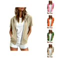 thumbnail image 1 of Short Sleeve Hoodies for Women Summer Fall Lightweight Zip Up Sweatshirt with Pockets Casual Jacket Outerwear, 1 of 7