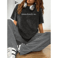 thumbnail image 1 of Short Sleeve "Immediately" Water Washed Tee T-shirt top cotton comfortable Commuting Black S-2XL Plus Size, 1 of 5