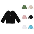 thumbnail image 1 of Short Sleeve Linen Cotton Henley Shirt for Boys, Comfortable Breathable Kids Top with One Pocket, Casual Plain Button-Up Tee for Spring and Autumn, 1 of 7