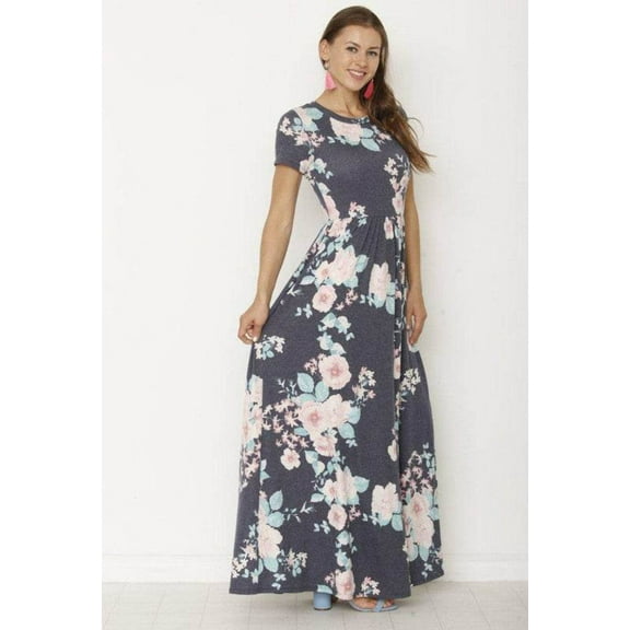 Short Sleeve Maxi Dress With Hidden Pocket by EG Fashion - Rosa Apparel