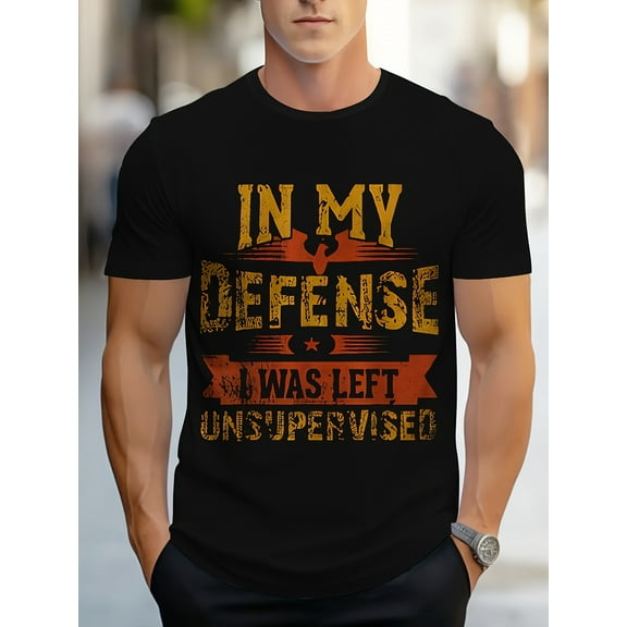 Short Sleeve Men's Graphic Print IN MY I WAS UNSUPERVISED Crew Neck T-shirt for Summer