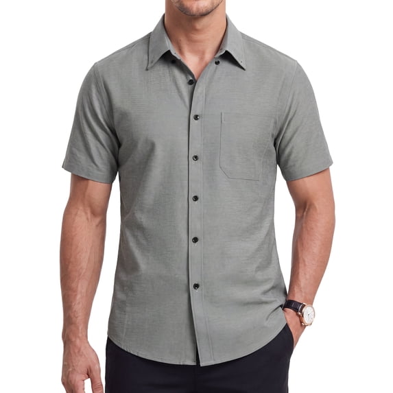 Mens Dress Shirts Short Sleeve Formal Oxford Shirts for Men Casual Button Dwon Collar Shirt Business