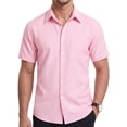 thumbnail image 1 of Mens Short Sleeve Dress Shirt Button up Oxford Shirts Pink Button Down Collar Shirt with Pocket M, 1 of 8
