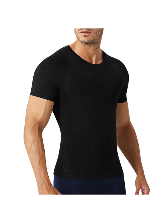 Short Sleeve Mens Tee Round Neck Solid Color Tight Shirts Casual Sports Tshirt