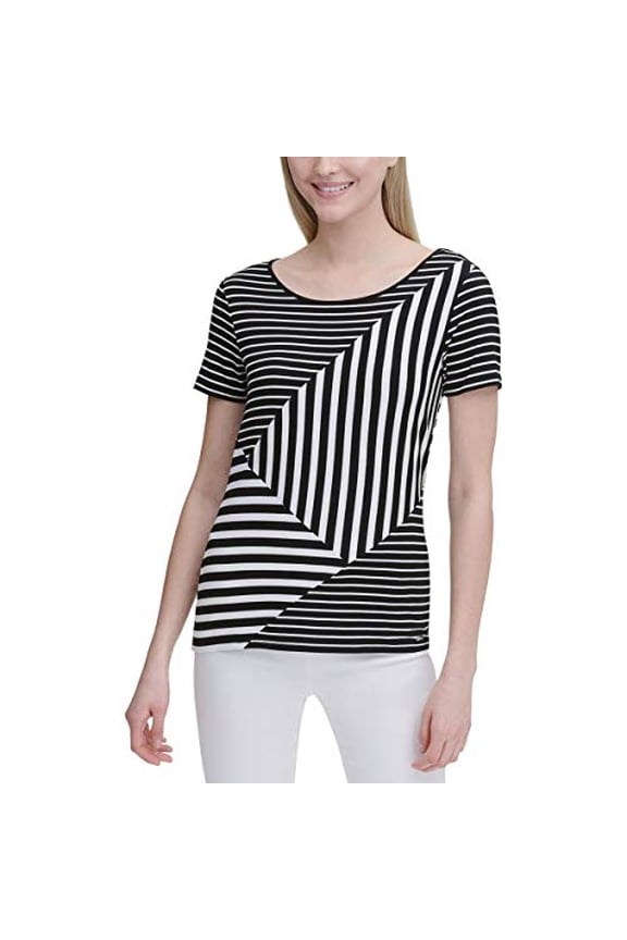 Short-Sleeve Multi-Stripe T-Shirt Black/White Multi Black-White L