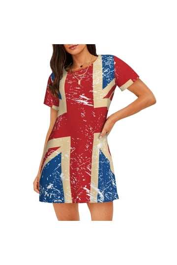 union jack evening dress Union Jack Dress | Long Sleeve Midi Dress With Pockets main image 1