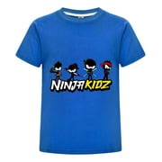 THOMBASE Short Sleeve Ninja Kidz Tee for Kids – Colorful Graphic Print Shirt for Boys and Girls – Fun Clothing Gift for Ages 3-14
