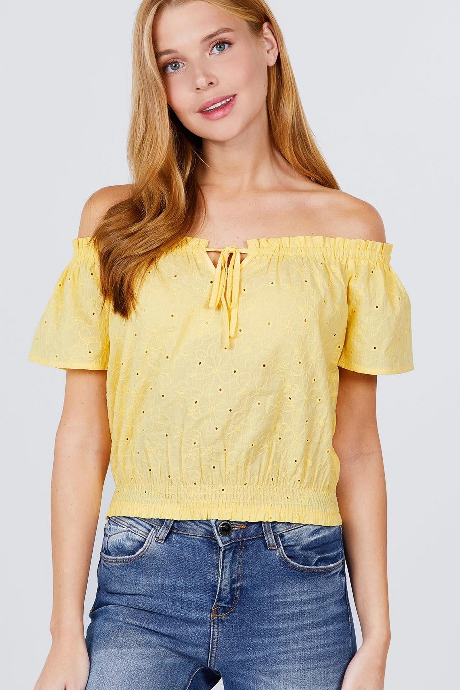 Cut Out Tie Shoulder Smocked Waist Top