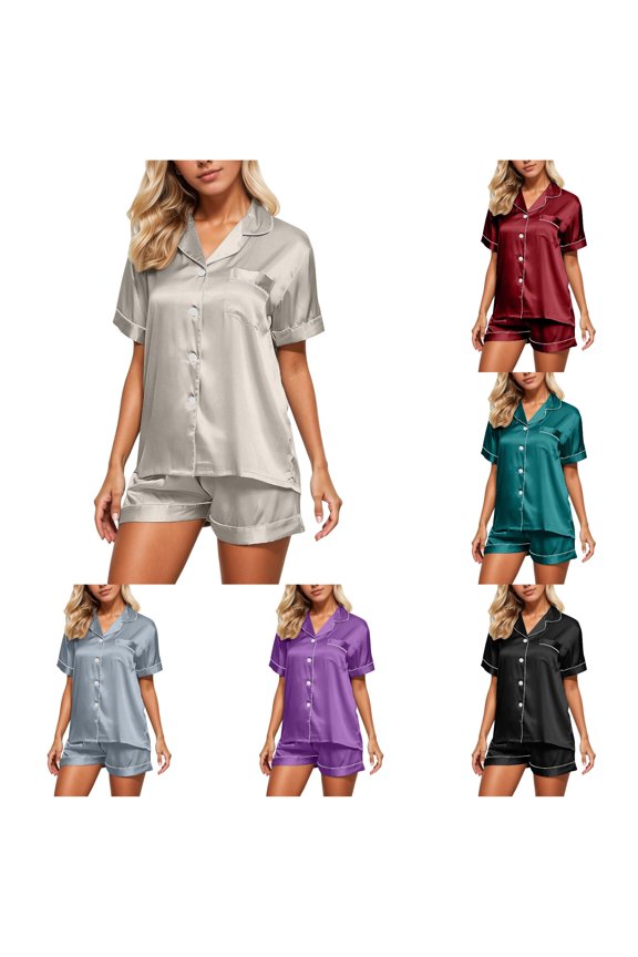 Short Sleeve Pajama Comfortable Sleepwear Wear Soft Casual Home Outfit Basic Solid Color Nightwear for Daily Use Top Bathing Suits for Women Dry Board Shorts Swimsuit for Women Shorts Bikini