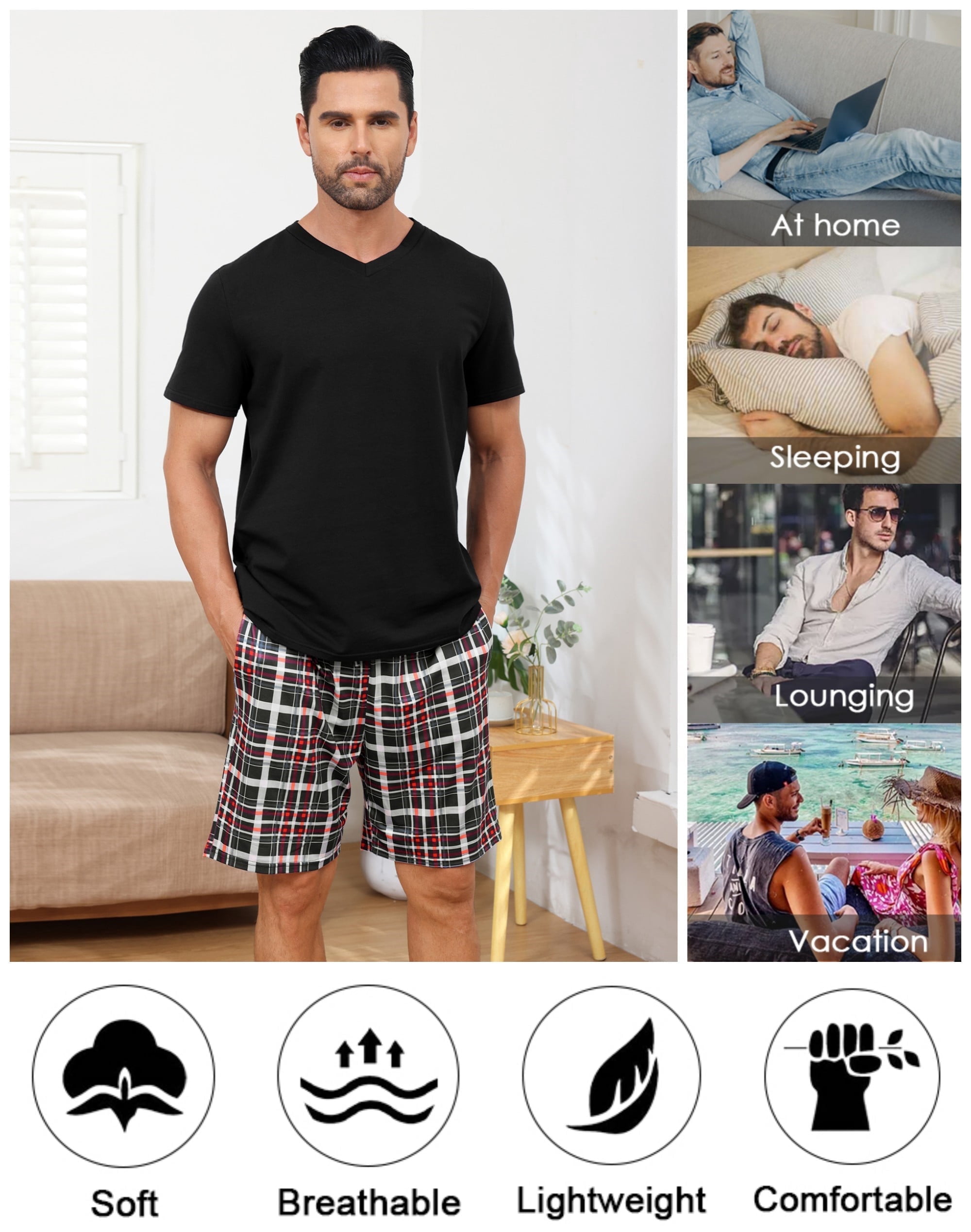Rainbow Rope Embroidered T-shirt & Cotton Pajama - Men