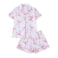 thumbnail image 1 of Short Sleeve Pajamas Set for Women Button Down Sleepwear Matching Shorts Cute Graphic Pjs 2 Piece Lounge Sets, 1 of 9