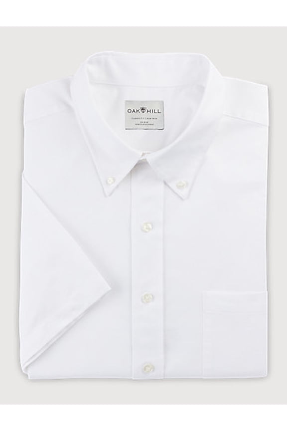 Short-Sleeve Pinpoint Dress Shirt White 18