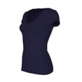 thumbnail image 1 of Short Sleeve Plain V-Neck T-shirts Cotton/Spandex Junior Size (S-3X), 1 of 5