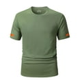 thumbnail image 1 of Short Sleeve Plus Size Men's Shirt Crew Neck Big and Tall Fast-Dry Sport Shirts for Men Summer Casual Pullover T-Shirts Army Green L, 1 of 4