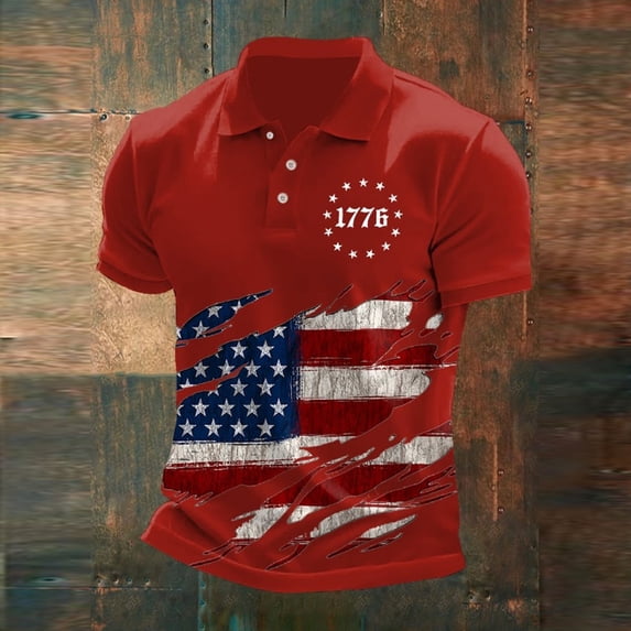 Short Sleeve Polo Shirts for Men 1776-2026 250th Anniversary Usa Shirt American Flag Print Casual Relaxed Fit Independence Day Patriotic Golf Tee Tops