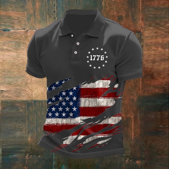 Short Sleeve Polo Shirts for Men 1776-2026 250th Anniversary Usa Shirt American Flag Print Casual Relaxed Fit America 250 Golf Shirt Patriotic Tees