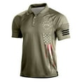 thumbnail image 1 of Short Sleeve Polo Shirts for Men Graphic Stretch Casual American Patriotic Raglan Golf for Men Khaki 4XL, 1 of 3