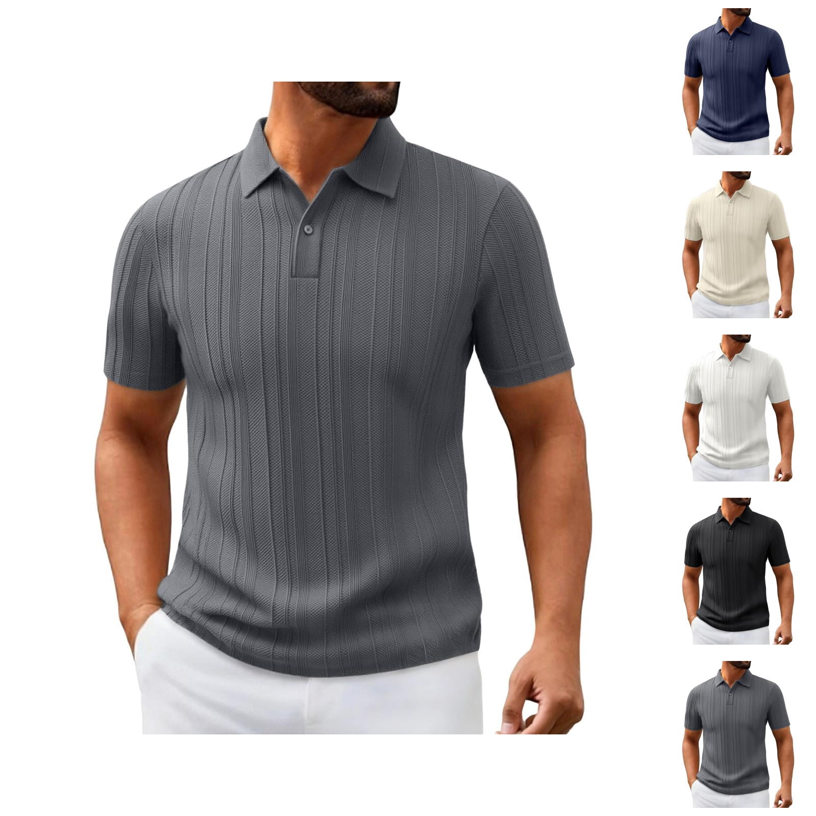 Short Sleeve Polo Shirts for Men Summer Casual Lightweight Textured ...