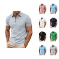 thumbnail image 1 of Short Sleeve Polo Shirts for Men Summer Casual Quarter Zipper Collared Textured Plain Tshirts Work Shirts Golf Shirt, 1 of 5