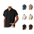 thumbnail image 1 of Short Sleeve Polo Shirts for Men Summer Casual Relaxed Fit Knit Textured Eyelet Breathable Tshirts Work Shirts, 1 of 9