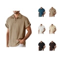 thumbnail image 1 of Short Sleeve Polo Shirts for Men Summer Casual Relaxed Fit Knit Textured Eyelet Breathable Tshirts Work Shirts, 1 of 9
