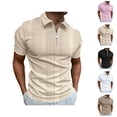 thumbnail image 1 of Short Sleeve Polo Shirts for Men Summer Casual Textured Quarter Zip Collared Golf Shirts Work Shirt Mens Tees, 1 of 9