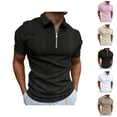 thumbnail image 1 of Short Sleeve Polo Shirts for Men Summer Casual Textured Quarter Zip Collared Golf Shirts Work Shirt Mens Tees, 1 of 9