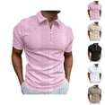 thumbnail image 1 of Short Sleeve Polo Shirts for Men Summer Casual Textured Quarter Zip Collared Golf Shirts Work Shirt Mens Tees, 1 of 9