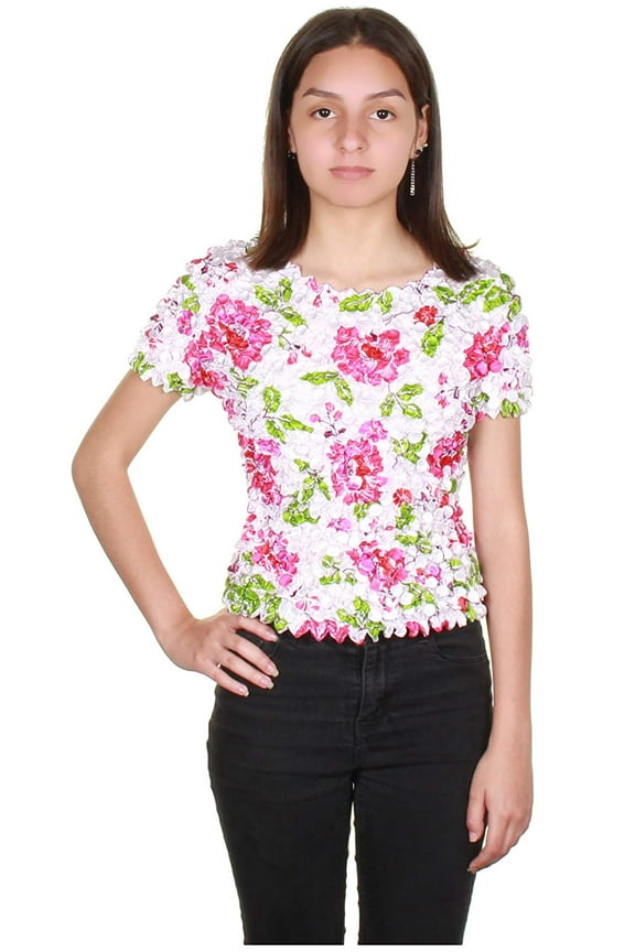 Short Sleeve Popcorn Top Magic Bubble Blouse Expanding Shirt (Short Sleeve St15)