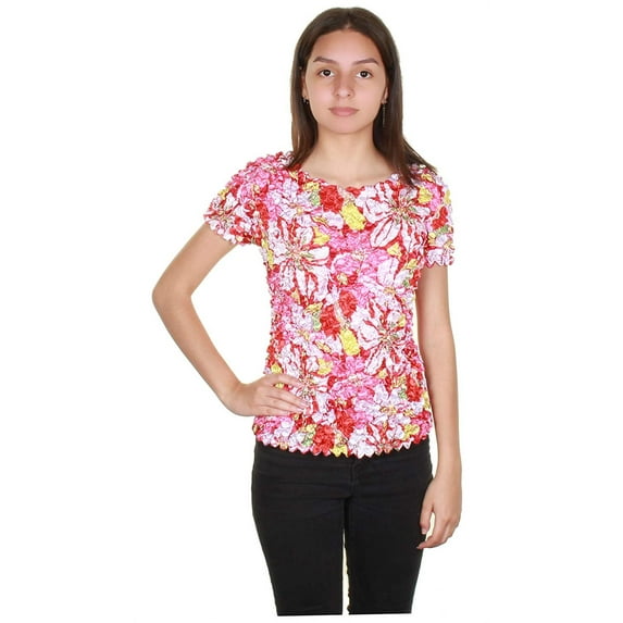 Short Sleeve Popcorn Top Magic Bubble Blouse Expanding Shirt (Short Sleeve St8)