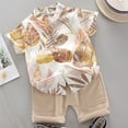 thumbnail image 1 of Short Sleeve Print Shirts Solid Thin Shorts For 3-11 Years Toddler Boy Summer Beach Loose Two Peice Suits, 1 of 6
