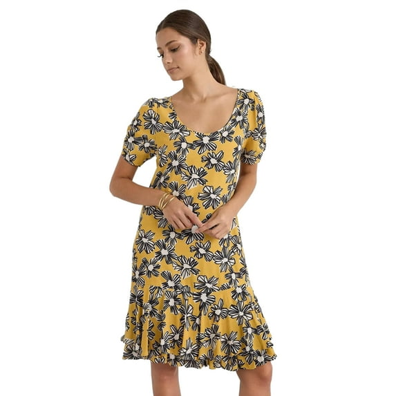 Short Sleeve Printed Mini Dress