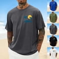 thumbnail image 1 of Short Sleeve Quick Dry Performance Shirt Men's Printing Short Sleeved Blouses Round Neck Pullover Casual And Fashionable Top Army Green L, 1 of 5