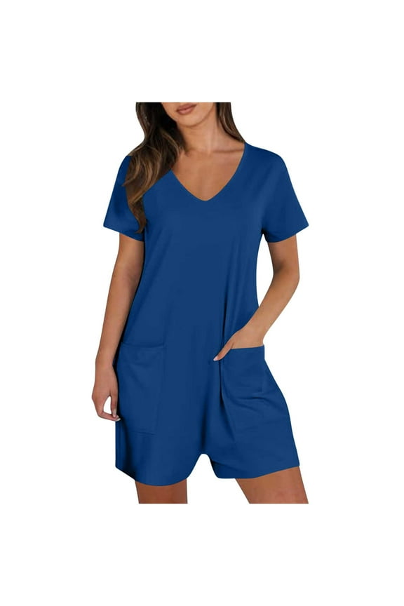 Short Sleeve Rompers for Women Loose Stretch Shorts Bodysuit Summer Casual Dressy T-Shirt Overalls