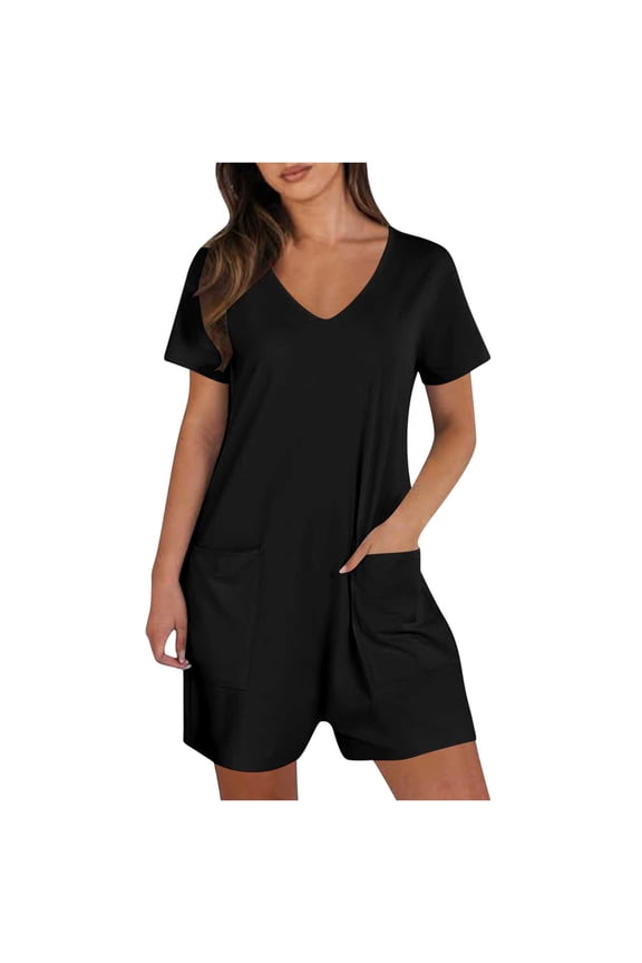 Short Sleeve Rompers for Women Loose Stretch Shorts Bodysuit Summer Casual Dressy T-Shirt Overalls