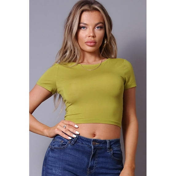 Short Sleeve Round Neck Crossover Multi Way Tie Top S