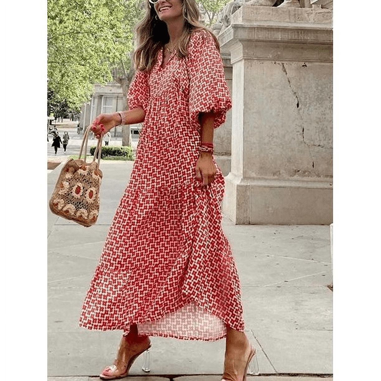Round neck polka top dot maxi dress