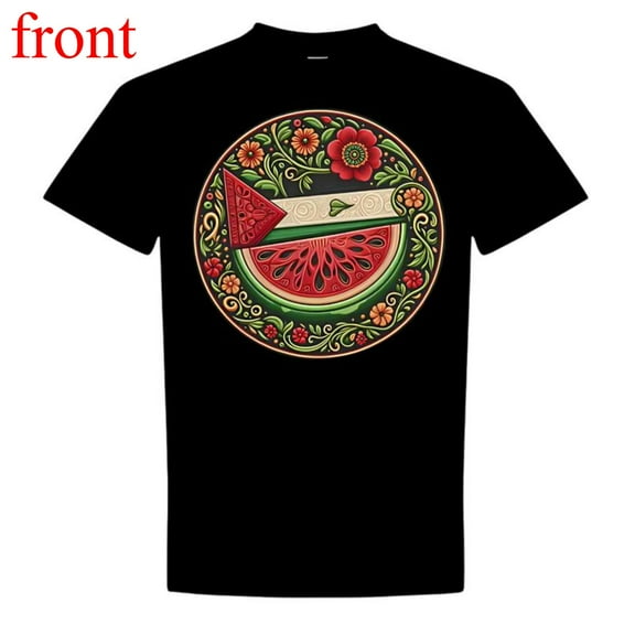 Short Sleeve Round Neck Sweatshirt Solidarity Peace Design Graphic Tees Soft Breathable Regular Fit Black S-5XL