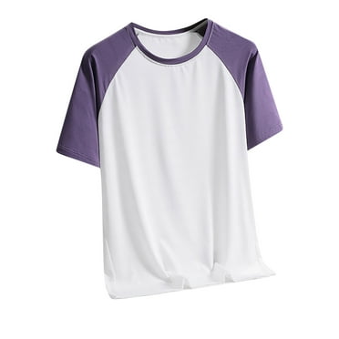 ShomPort Short Sleeve Round Neck Tee Short Fashion Spliced color Tops Daily Cloths shirts for Men Breathable