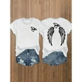 thumbnail image 1 of Short Sleeve Round Neck Womens Double Sided Wings Heart Graphic Tee T Shirt Tops Casual White S-5XL, 1 of 4