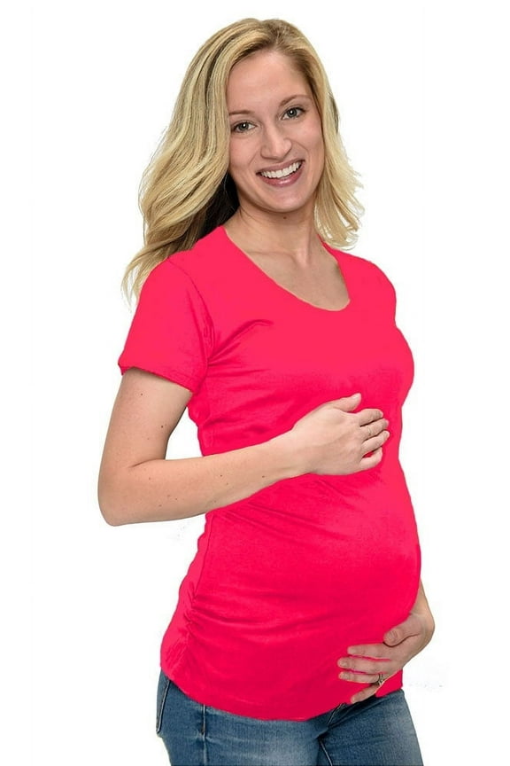 Short Sleeve Ruched Side Maternity T-Shirt